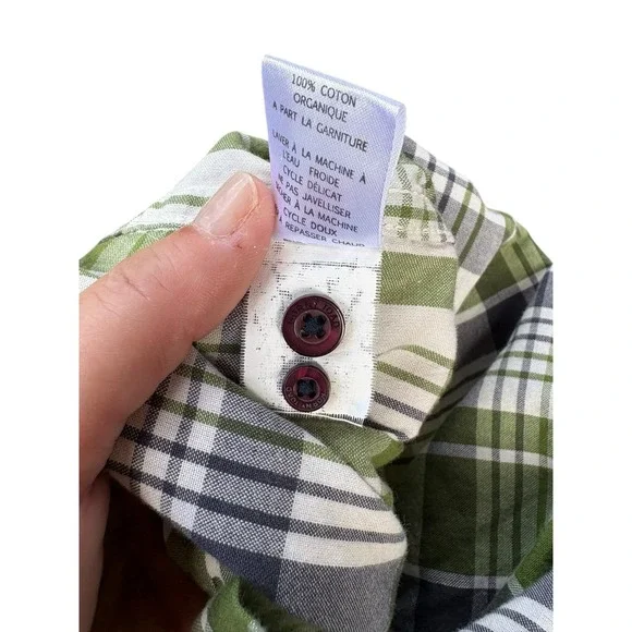 Horny‎ Toad Green and Grey Plaid Short Sleeve Button Down -L - Picture 9 of 11